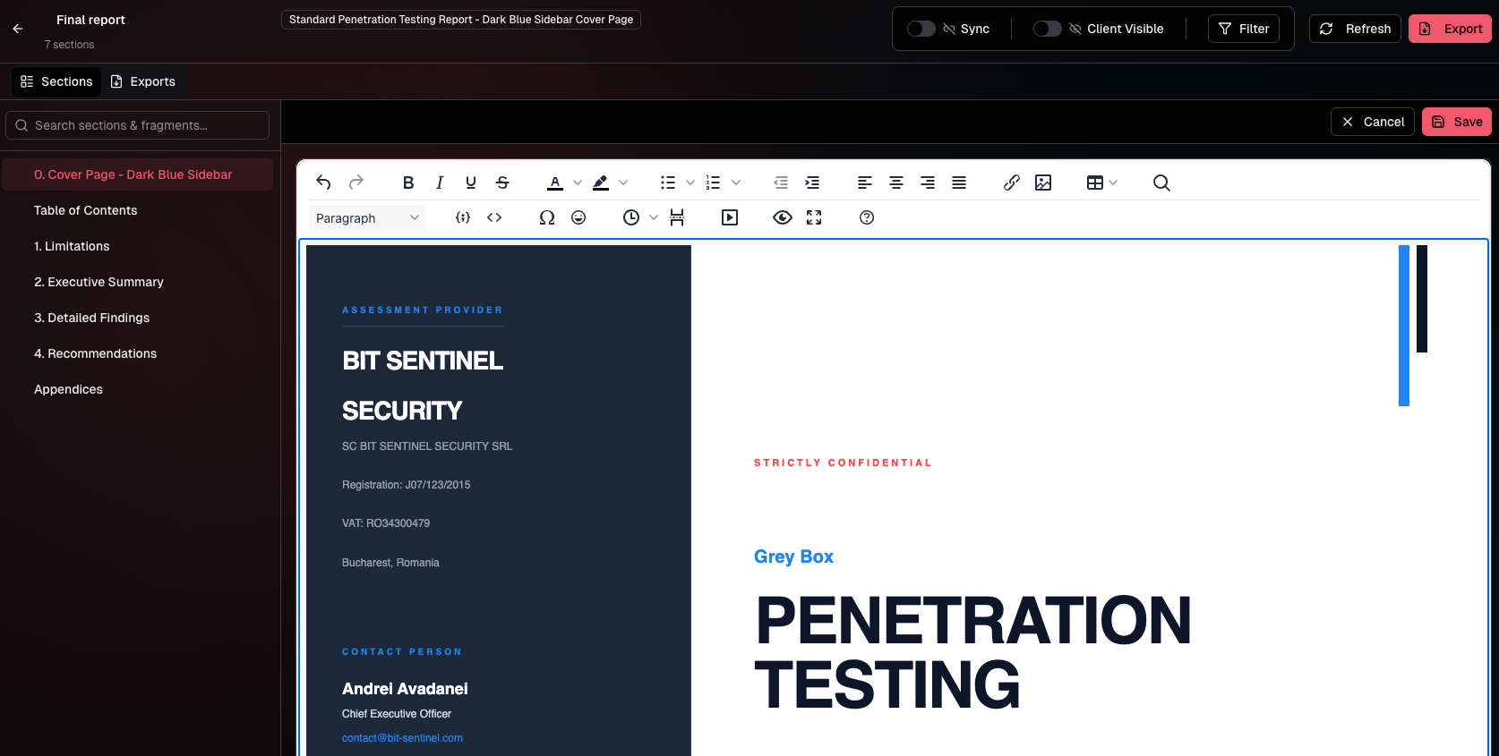 Red Team Cockpit - Report Generation